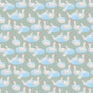 PBS Fabrics 110 cm  Goose Tales, Duck Pond, $21/m