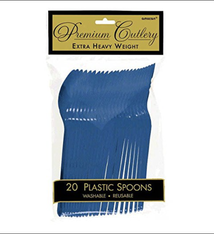 Bright Royal Blue Premium Heavy Weight Plastic Spoons