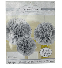 Fluffy Decorations Silver 3 pcs
