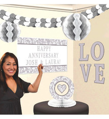 Personalized Gray/White Anniversary Decorating Message Kit