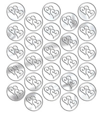 Silver Heart Sticker Seals- 25 CT