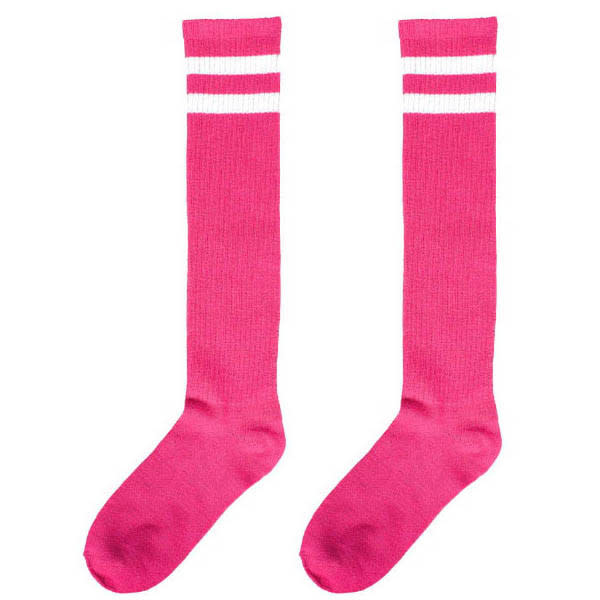 Pink Striped Knee Socks