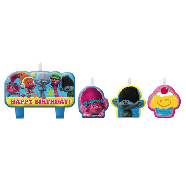 Trolls Birthday Candle Set - 4 Pcs