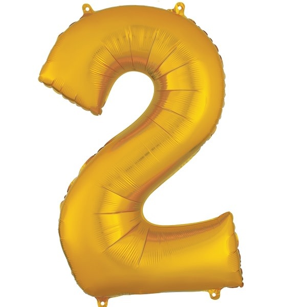 Number "2" Mylar Balloon -34" Gold