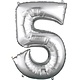 Number "5" Mylar Balloon -34" Silver
