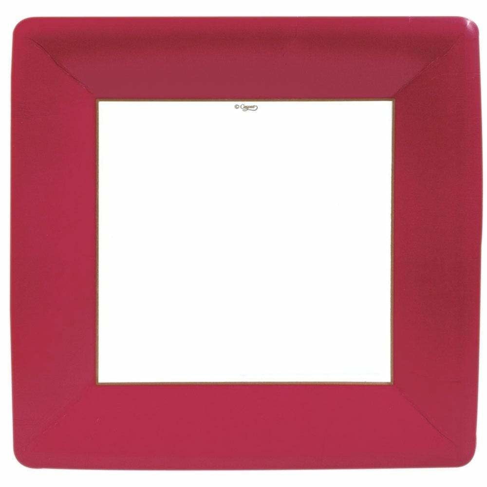 Grosgrain Square Paper Dinner Plates in Red - 8 Per Package