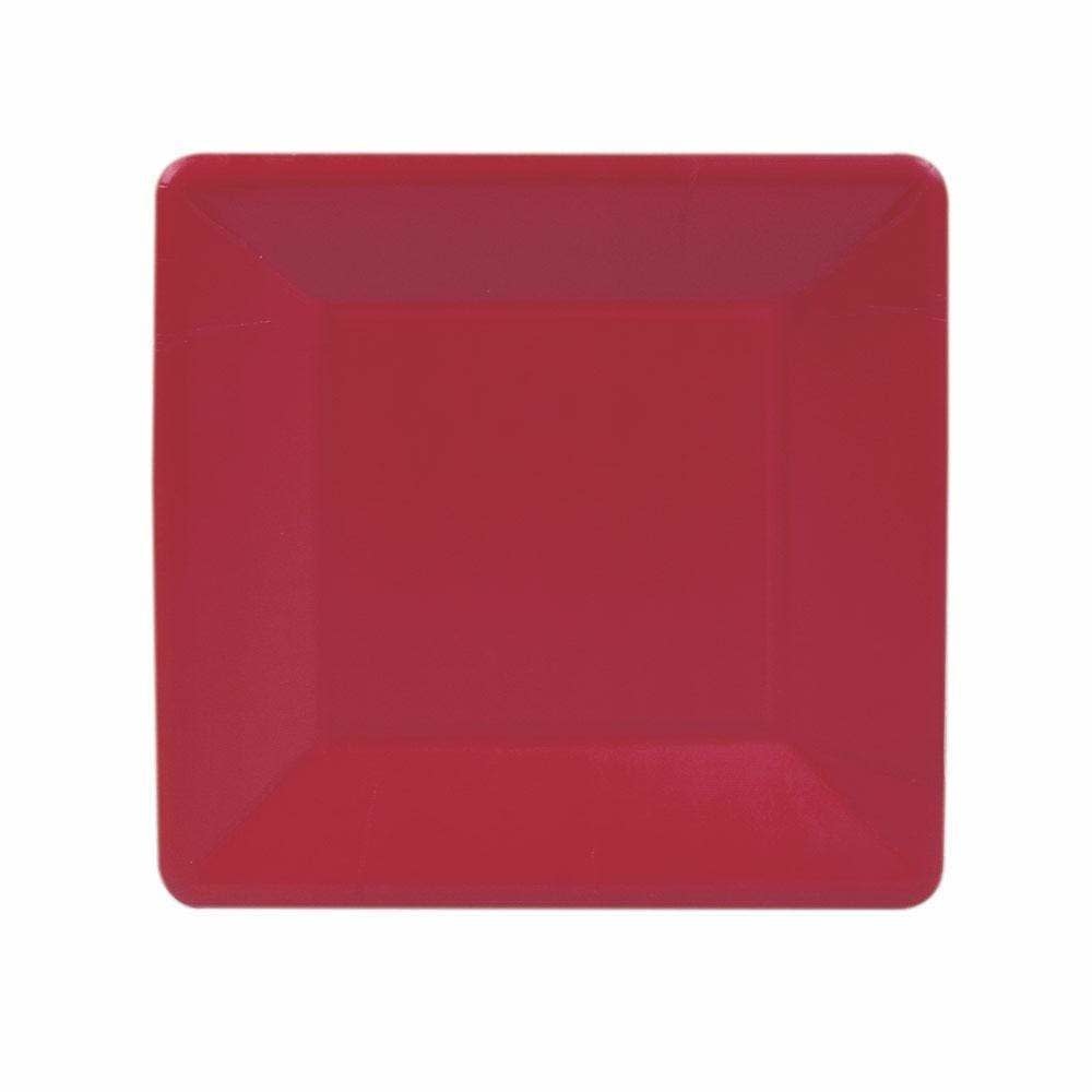 Grosgrain Square Paper Salad & Dessert Plates in Red - 8 Per Package
