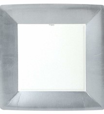 Silver Leaf Square Paper Dinner Plates - 8 Per Package