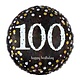 18" Mylar "100 Happy Birthday" Gold/White Dots- #100