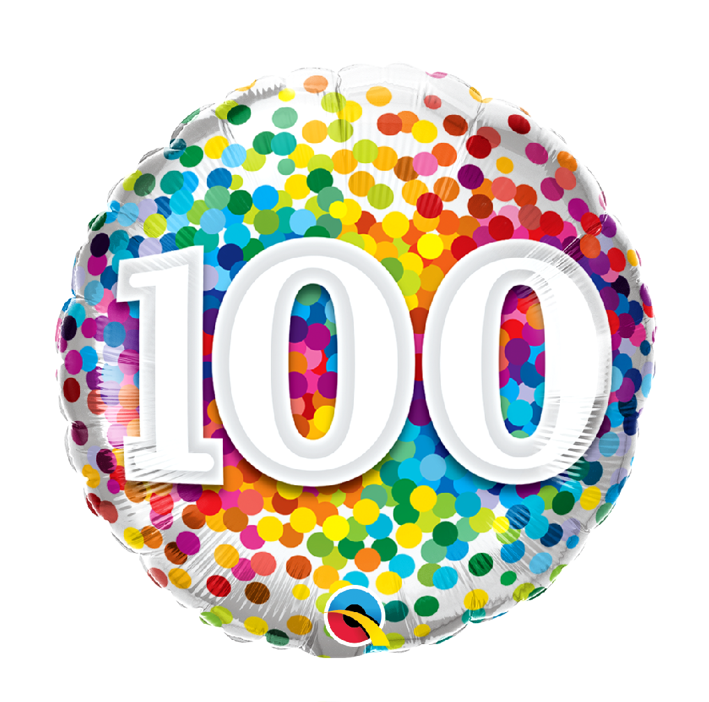 18" Mylar "100" Rainbow Dots - #102