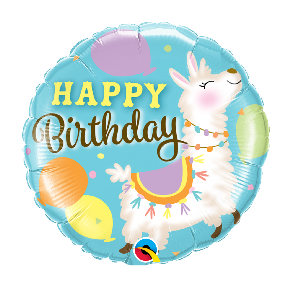18" Mylar "Happy Birthday" Happy Llama - #38