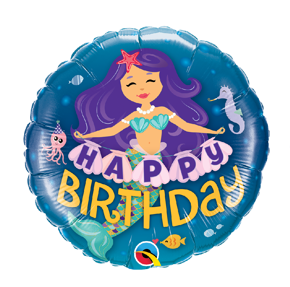 18" Mylar "Happy Birthday" Mermaid - #43