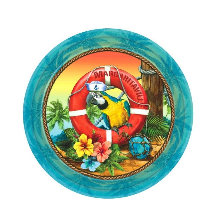 Margaritaville Large Parrot Plates - Party Place Depot