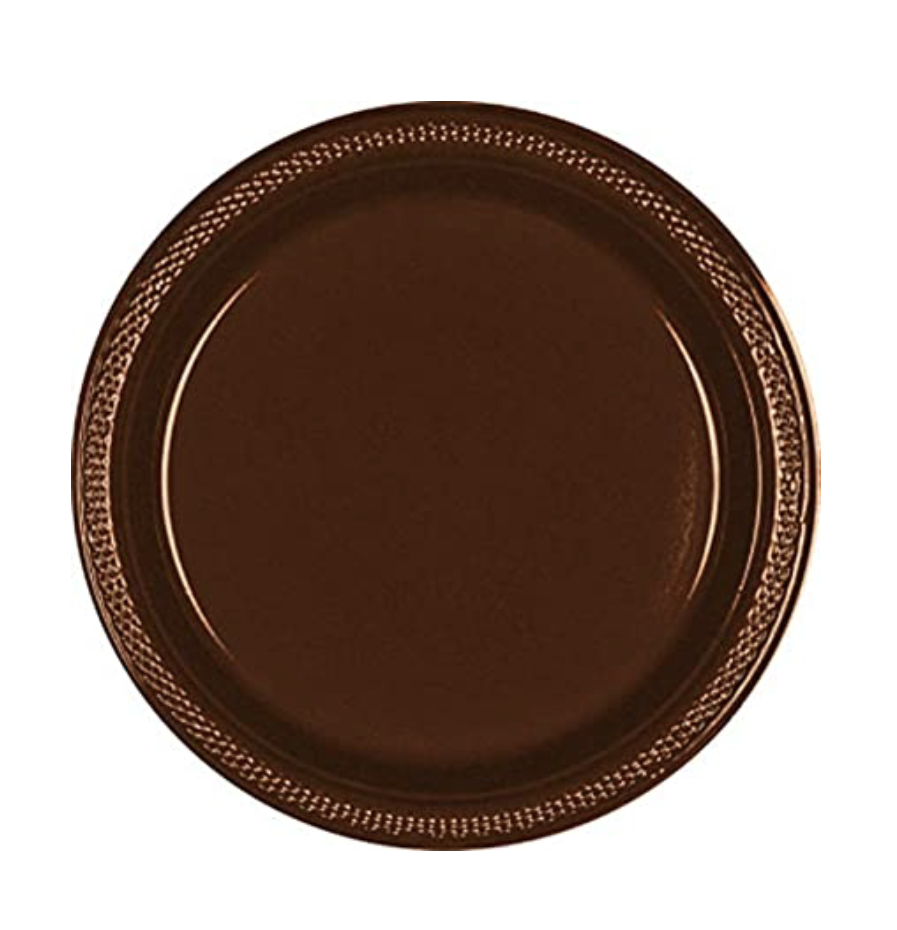 10" Round Plastic Plates, Mid Ct. - Chocolate Brown