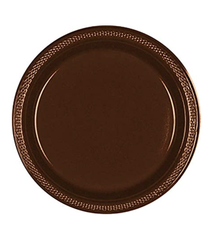10" Round Plastic Plates, Mid Ct. - Chocolate Brown