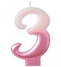 Numeral Candle #3 - Pink