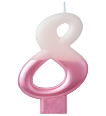 Numeral Candle #8 - Pink
