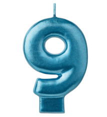 Numeral Candle #9 - Blue