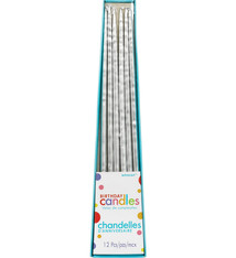 Thin Metallic Taper Candles - Silver