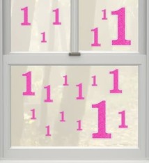 Pink Glitter Number 1 Cling Decals