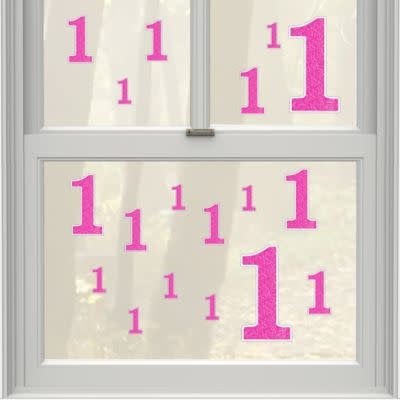 Pink Glitter Number 1 Cling Decals