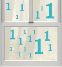 Blue Glitter Number 1 Cling Decals