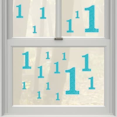 Blue Glitter Number 1 Cling Decals