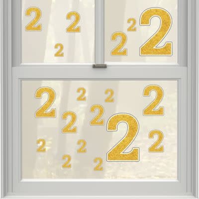 Gold Glitter Number 2 Cling Decals