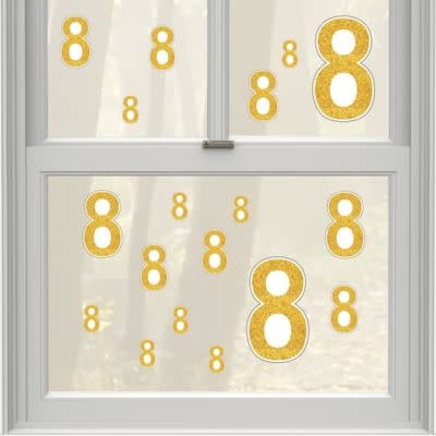 Gold Glitter Number 8 Cling Decals