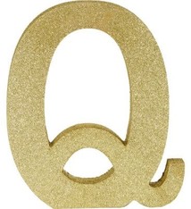 Glitter Gold Letter Q Sign