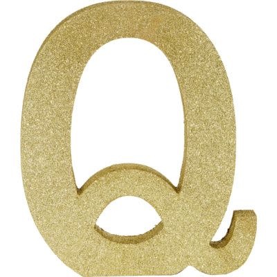 Glitter Gold Letter Q Sign