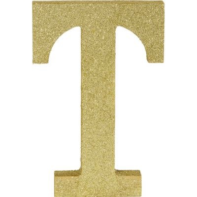 Glitter Gold Letter T Sign