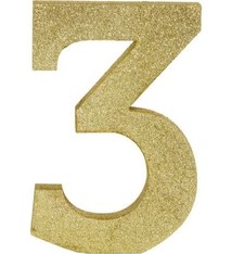 Glitter Gold Number 3 Sign