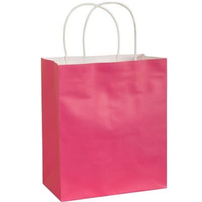 Bright Pink Solid Kraft Bag - Medium