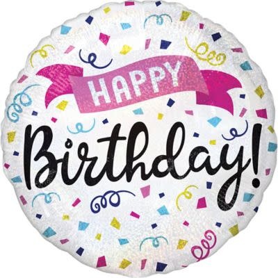 18" Mylar"Happy Birthday" Swirly Confetti - #6