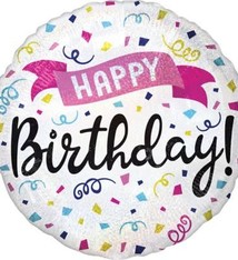 18" Mylar"Happy Birthday" Swirly Confetti - #6