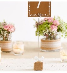 Table Card Holder - Burlap W/Ribbon