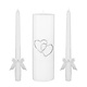 Unity Candle Set White With Gem Hearts
