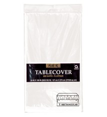54" X 108" Plastic Table Cover - Frosty White
