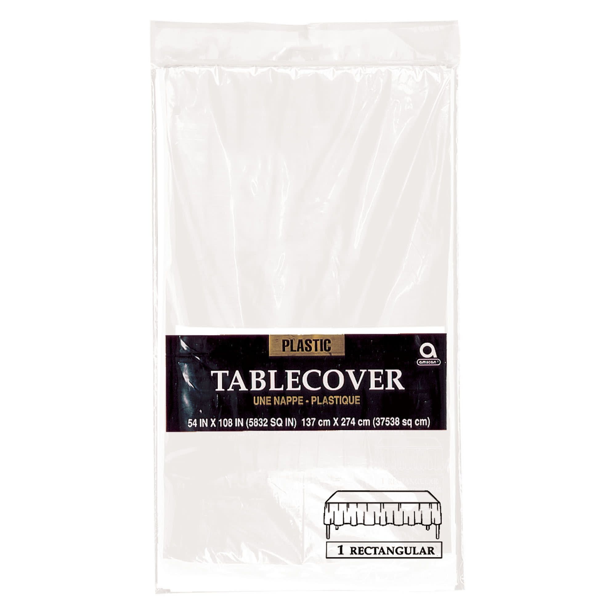 54" X 108" Plastic Table Cover - Frosty White