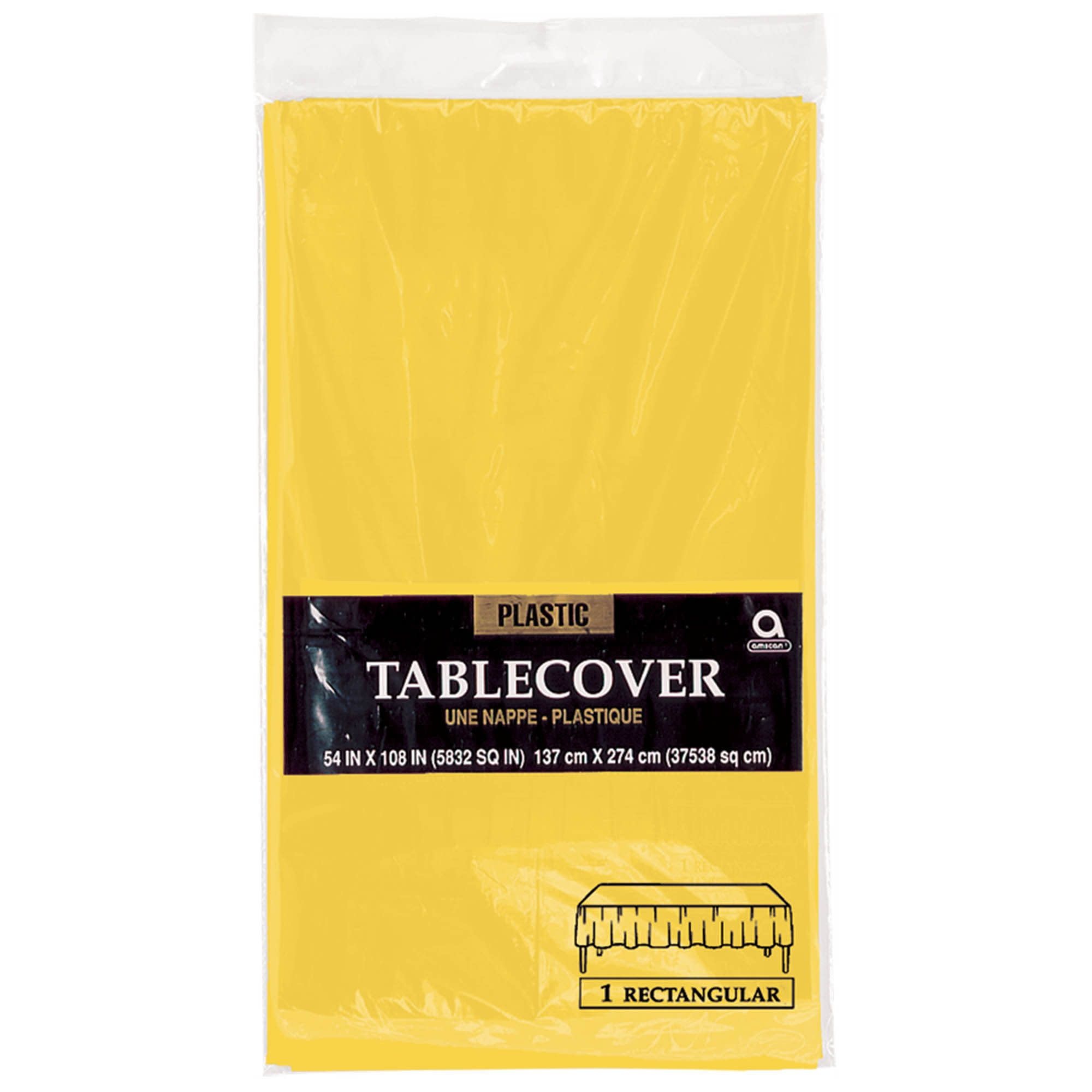 54" X 108" Plastic Table Cover - Yellow Sunshine