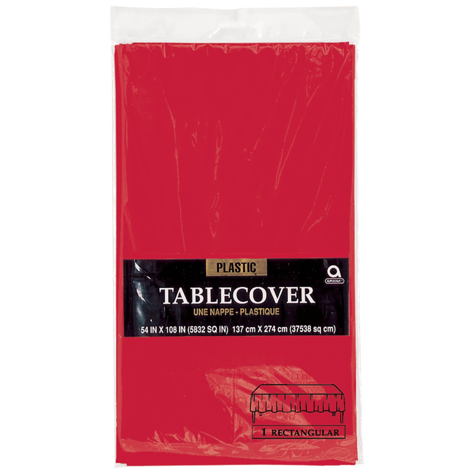 54" X 108" Plastic Table Cover - Apple Red