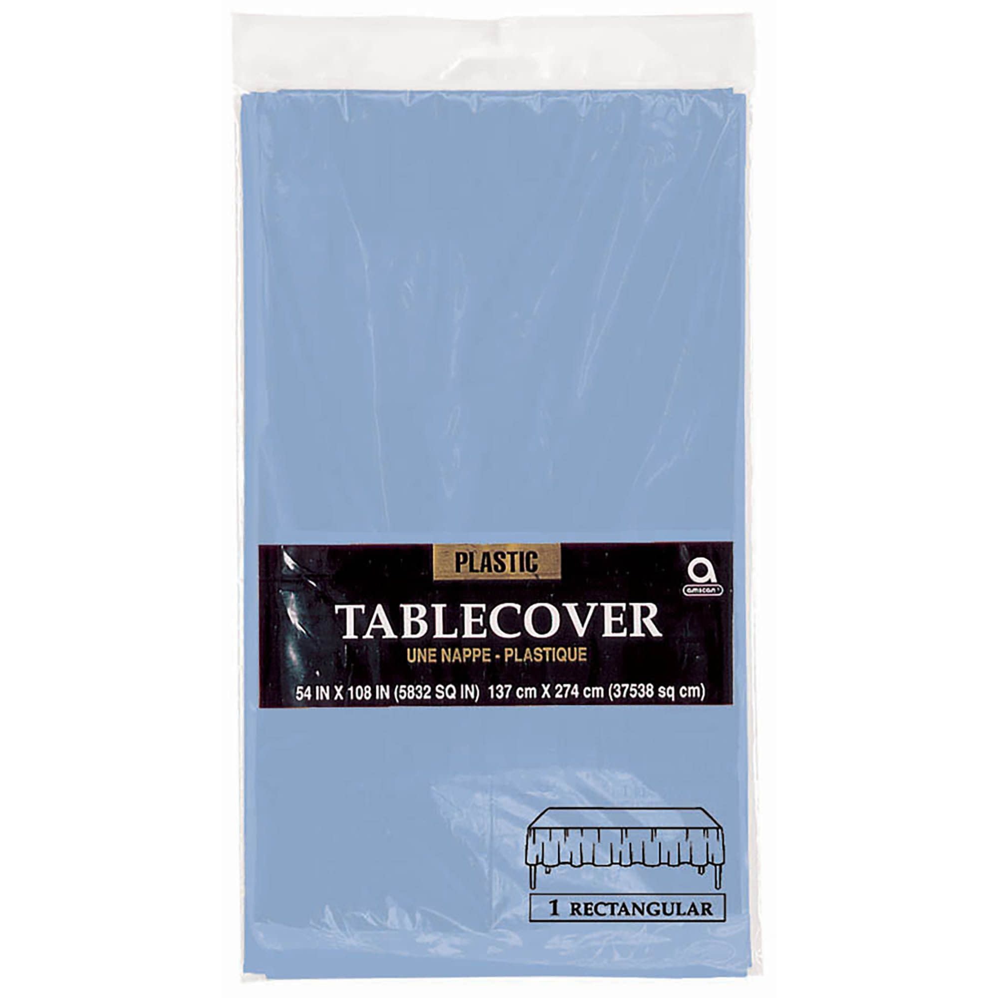 54" X 108" Plastic Table Cover - Pastel Blue Blue