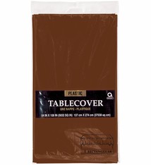54" X 108" Plastic Table Cover - Chocolate Brown