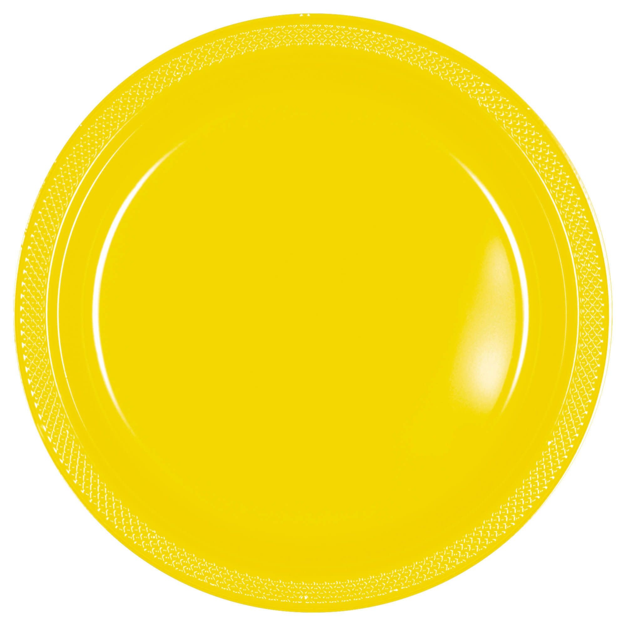 10" Round Plastic Plates, Mid Ct. - Yellow Sunshine