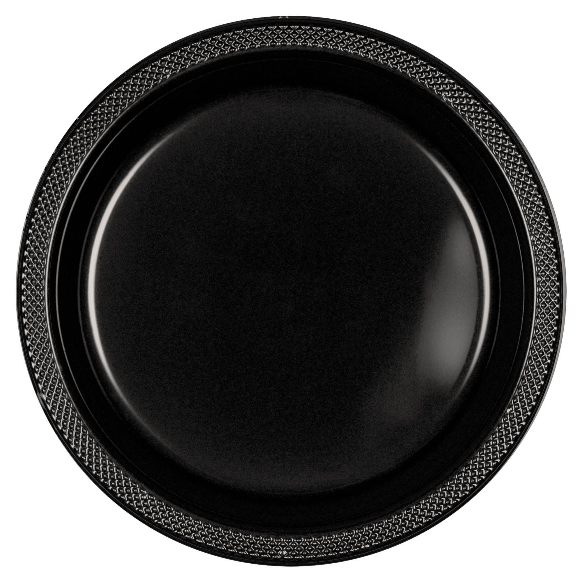 10" Round Plastic Plates, Mid Ct. - Jet Black