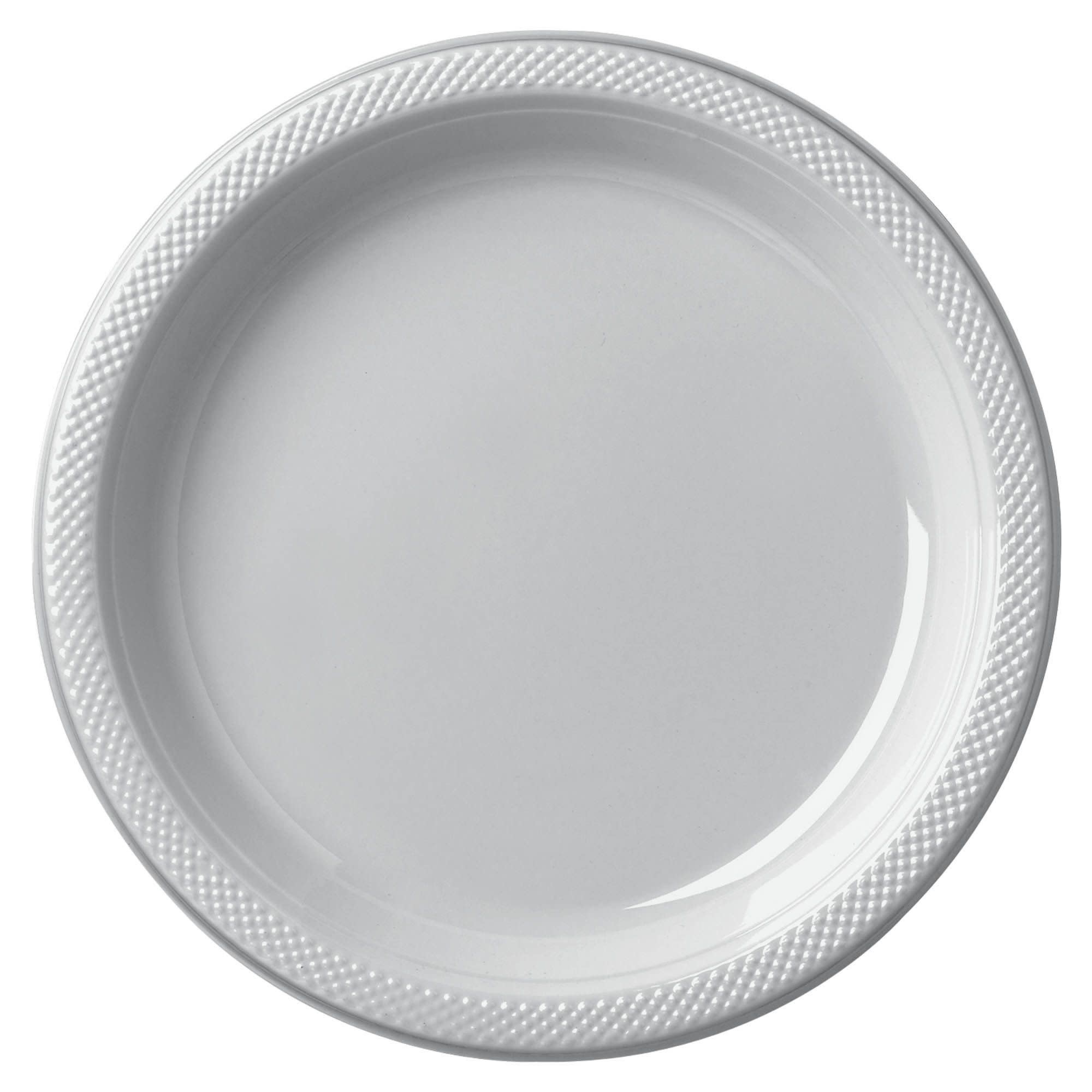 10" Round Plastic Plates, Mid Ct. - Silver