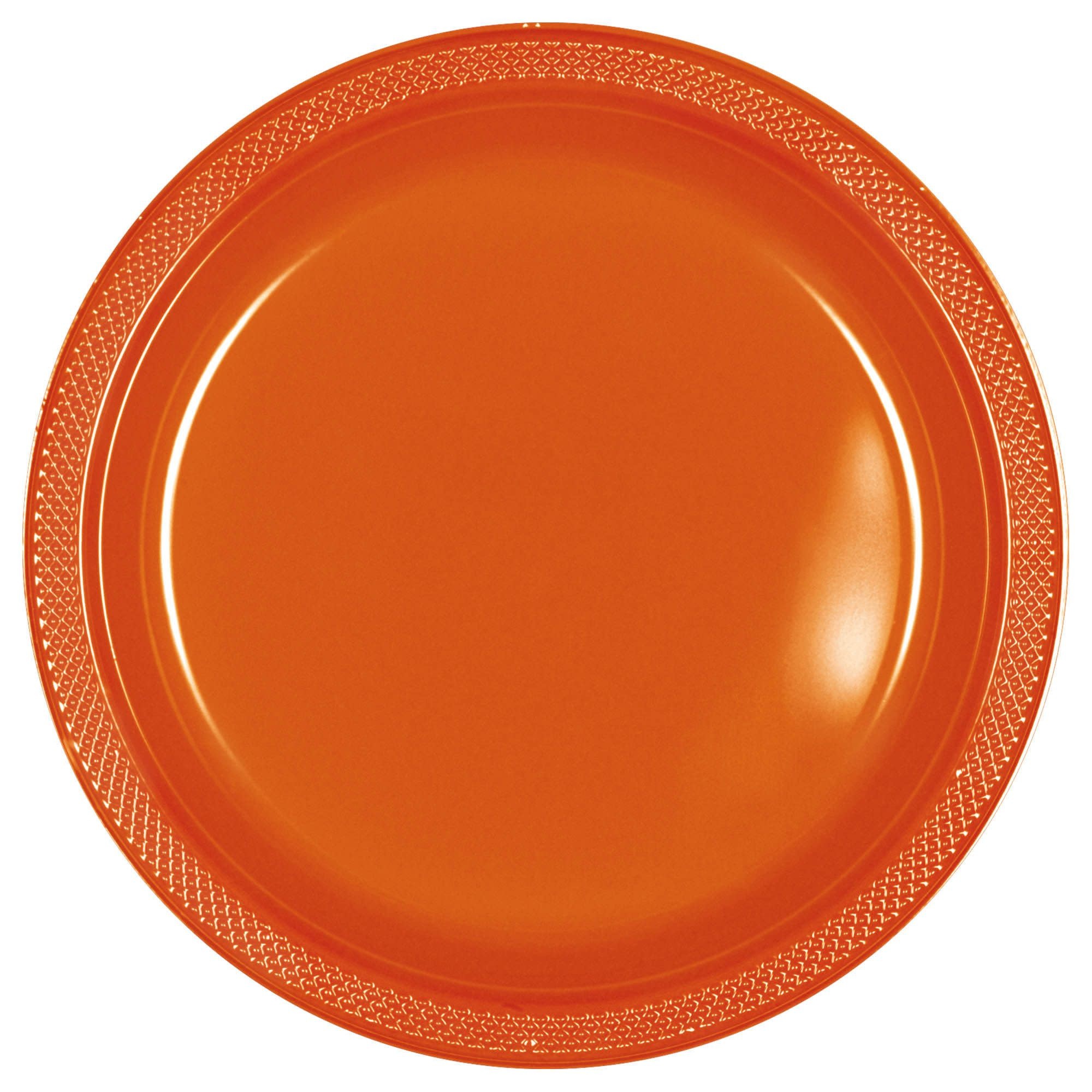 7" Round Plastic Plates, Mid Ct. - Orange Peel