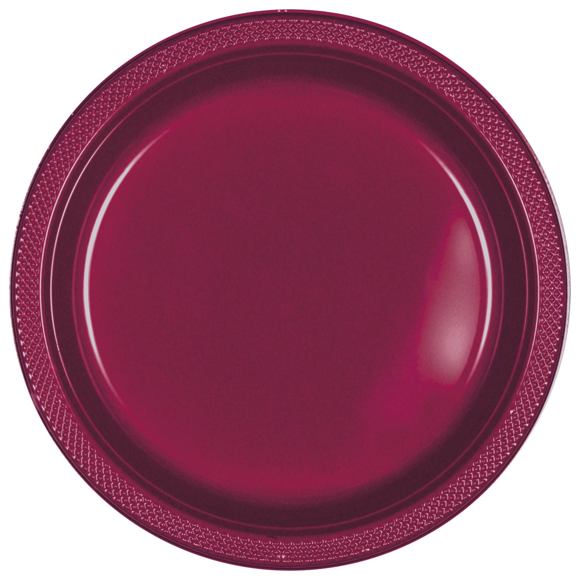 7" Round Plastic Plates, Mid Ct. - Berry