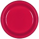 7" Round Plastic Plates, Mid Ct. - Apple Red